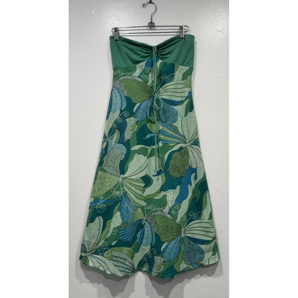VTG Y2K Halter Dress Green Blue Butterfly Kaleidoscope Festival Bohemian Funky - Picture 2 of 10